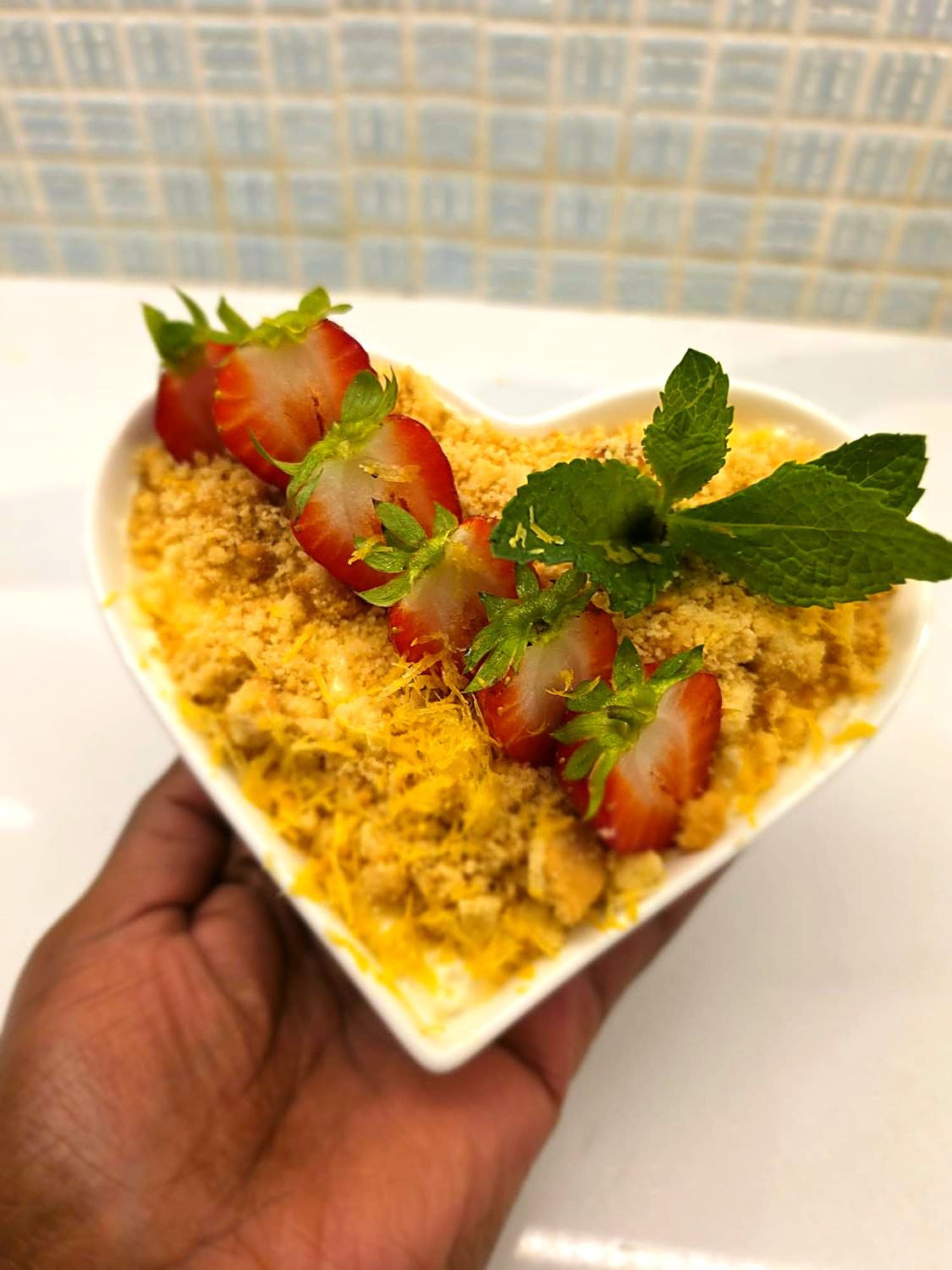 Strawberry and citrus crumble dessert